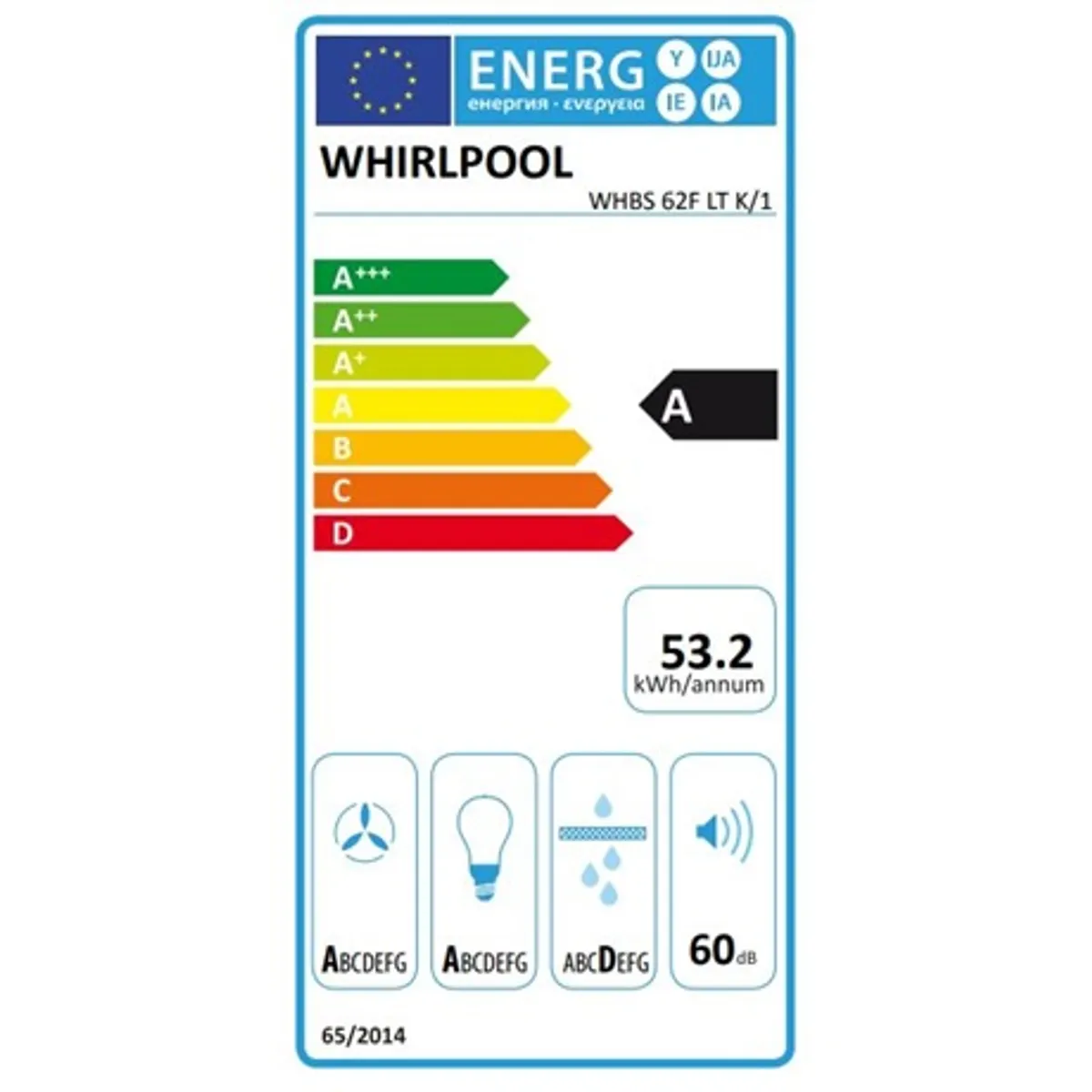 Whirlpool WHBS 62F LT K1 Páraelszívó Kürtős 7 fokozat LED 114 x 59,8 x 45,5 cm #8
