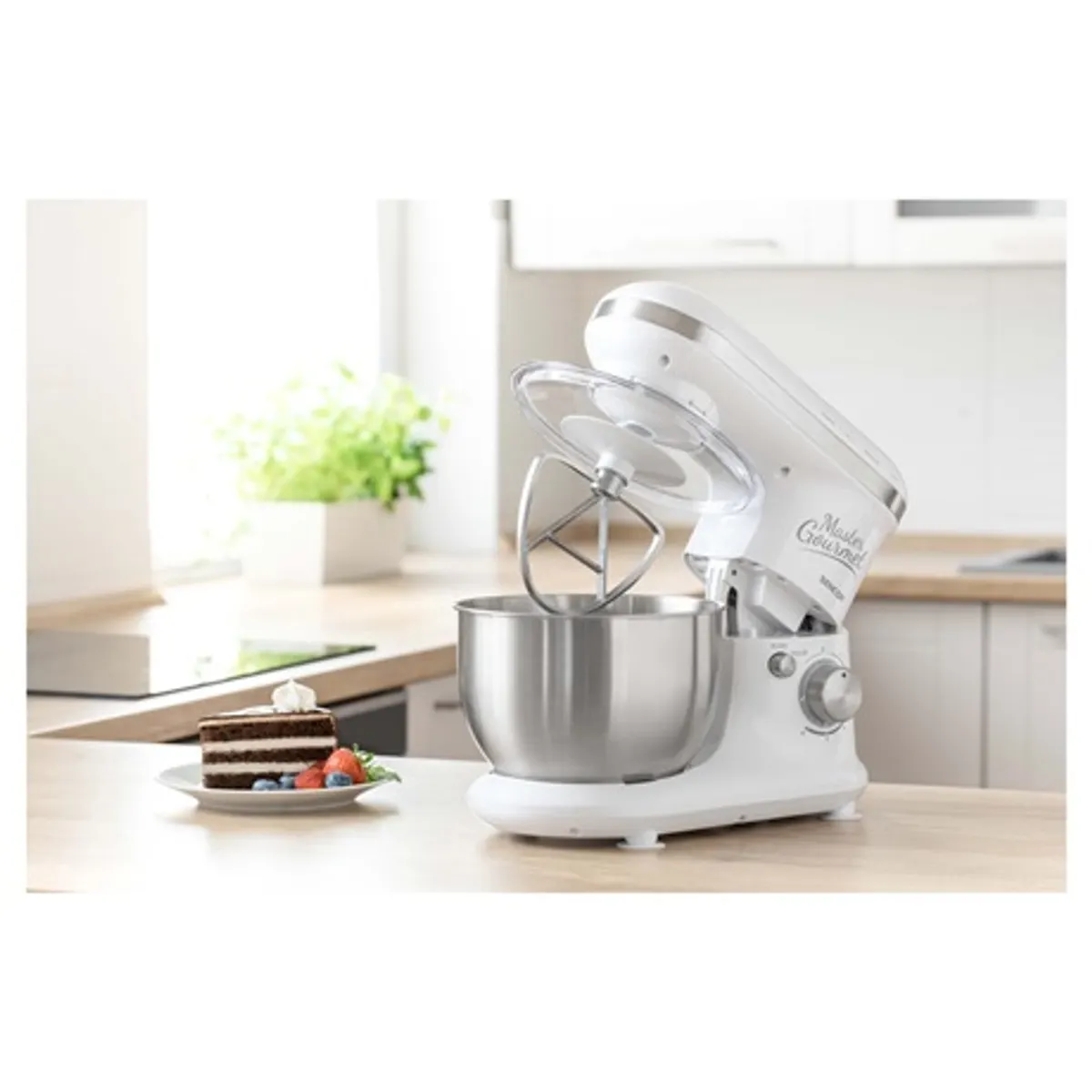 Sencor STM 3620WH-EUE3 robotgép 4 literes rozsdamentes edény bolygó működés felhajtható kar bajonett tartozék rögzítés 600 W #7