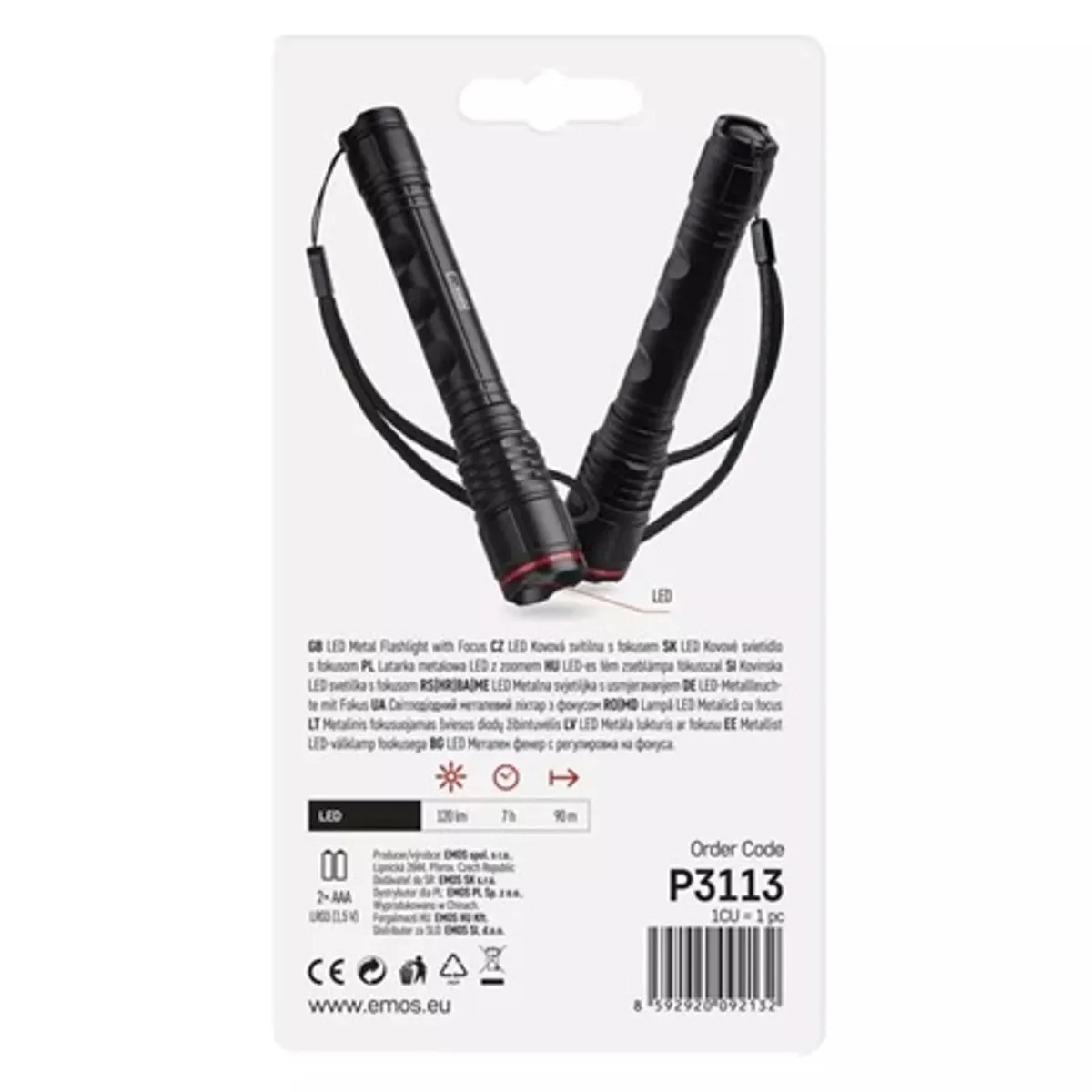 Emos P3113 elemlámpa fókuszálható, 120 lm, 2xAAA, alumínium, IP44, fekete #5