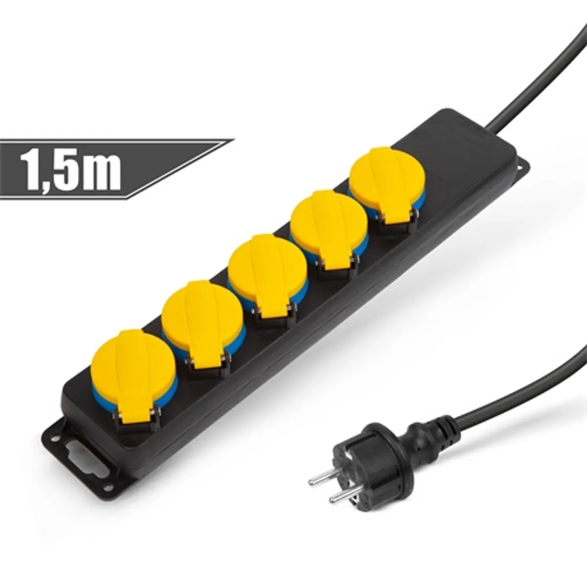 Delight 20223E kültéri elosztó fedéllel 5 csatlakozó 1,5 m kábel IP44 250 V AC 16 A H05RR-F 3G x 1,5 mm2 fekete-sárga #1