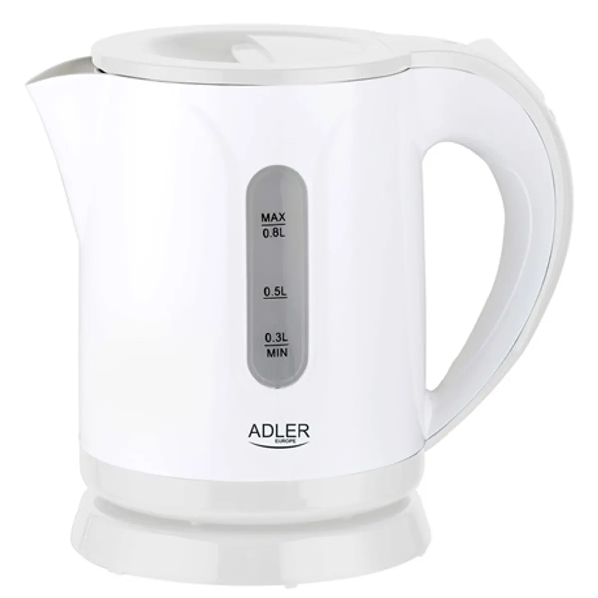 Adler AD1371W vízforraló 0,8 L rozsdamentes acél fűtőtest, automatikus kikapcsolás, száraz működés elleni védelem, működés jelző fény, 360 fokos forgó alap, 50 cm kábel #1