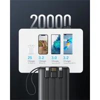 Veger VP2047 C20 20000mAh beépített kábelekkel USB-A USB-C Lightning Micro USB #7