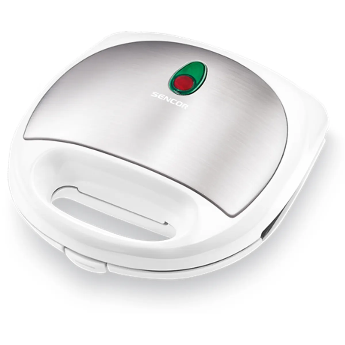 Sencor SSM4310WH szendvicssütő 4 háromszög alakú sütőlap automatikus hőfok-szabályzás tapadásmentes felület fehér-szürke 700 W #1