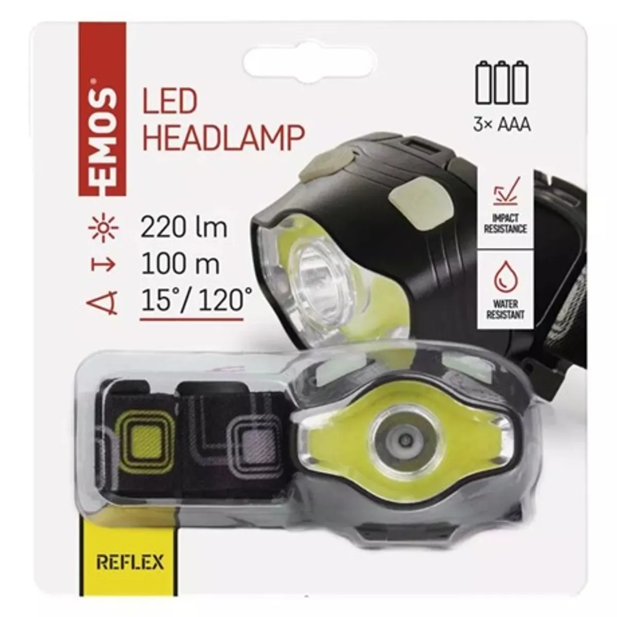 Emos P3536 COB LED fejlámpa 3W 220 lm, 100 m, IP43, 3 AAA, 7 üzemmód, gyors be-kikapcsolás #4