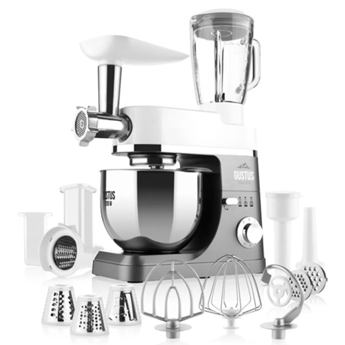 Eta 412890010 robotgép 5,5 l rozsdamentes edény 1200 W planetáris keverőrendszer habverő dagasztó horog #1