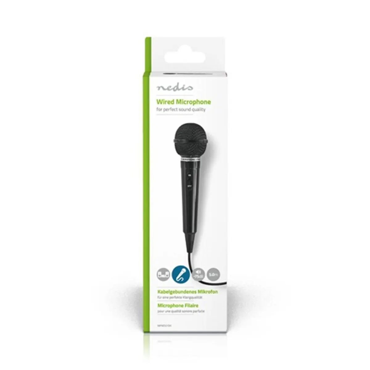 Nedis MPWD01BK dinamikus mikrofon 5 m kábel, 6,35 mm kimenet, kardioid, frekvencia 80 Hz-12 kHz, impedancia 600 Ohm, -75 dB, fekete #3