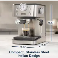 Delonghi EM450.M Linea Classic manuális eszpresszó kávéfőző 1,7 l tartály 1325 W 15 bar thermoblock állítható cappuccino rendszer állítható gőzölő #5
