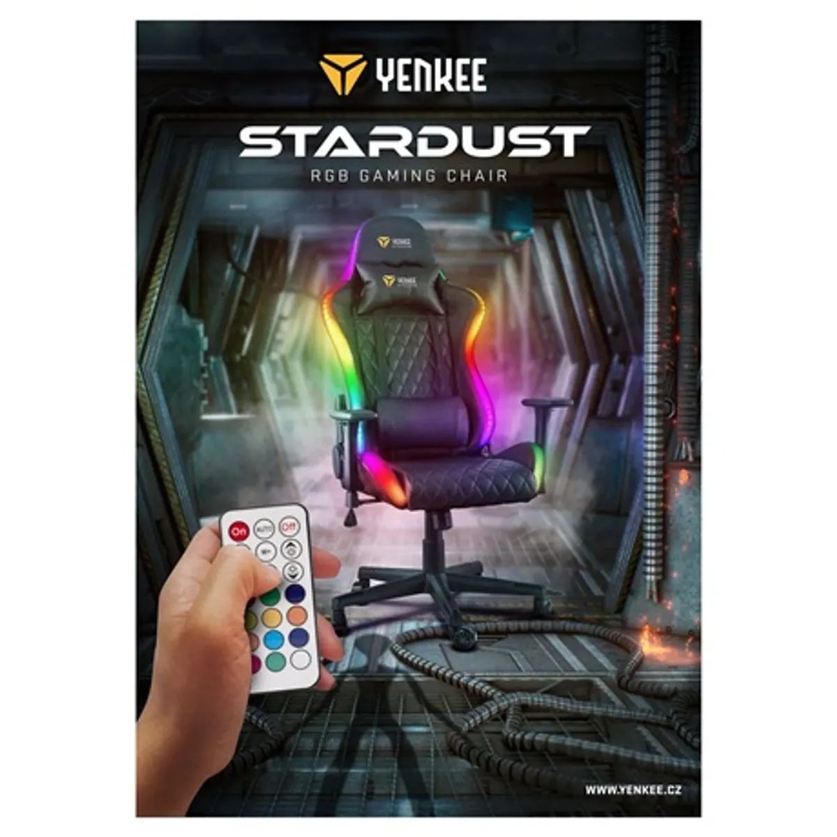 Yenkee YGC 300RGB STARDUST Stardust RGB gamer szék RGB háttérvilágítás távirányítóval 12 szín 90-150 fok dőlés 44-51 cm ülésmagasság 120 kg teherbírás #2