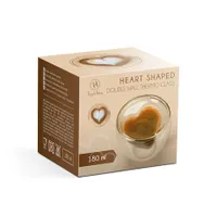 Family 57176K duplafalú üvegpohár szív formájú 180 ml borosilikát nem mosogatógépben mosható #3