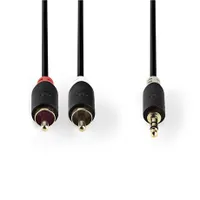 Nedis CABW22200AT30 sztereó audió kábel 3,5 mm - 2x rca aranyozott, árnyékolt, 3 m