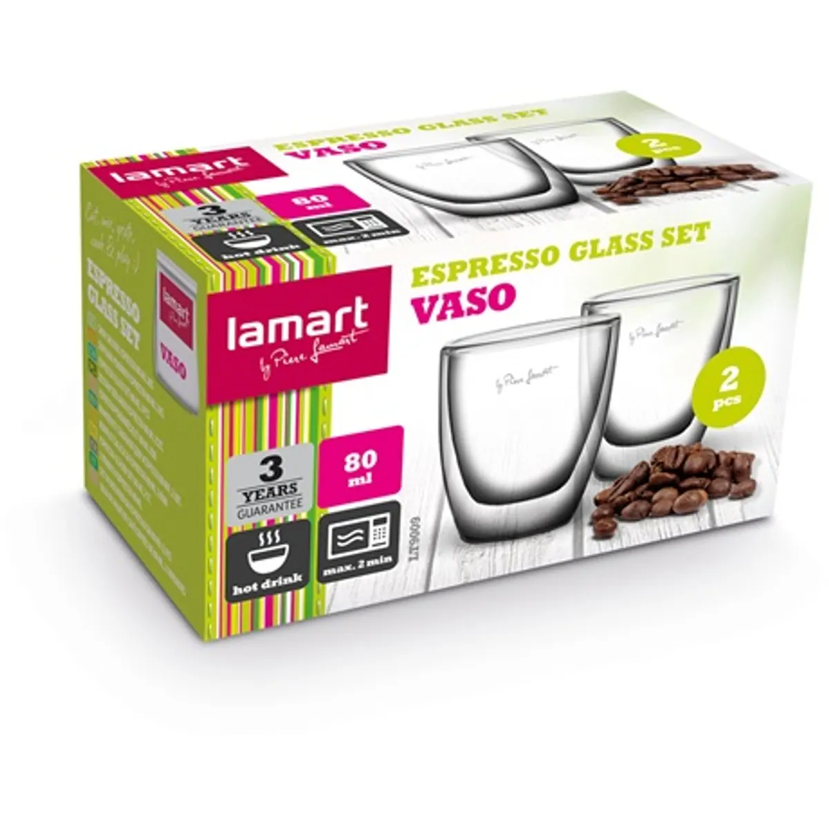 Lamart LT9009 espresso pohárkészlet 2db 80ml boroszilikát üveg átlátszó dupla thermo mikrohullámú sütőben mosható mosogatógépben #3