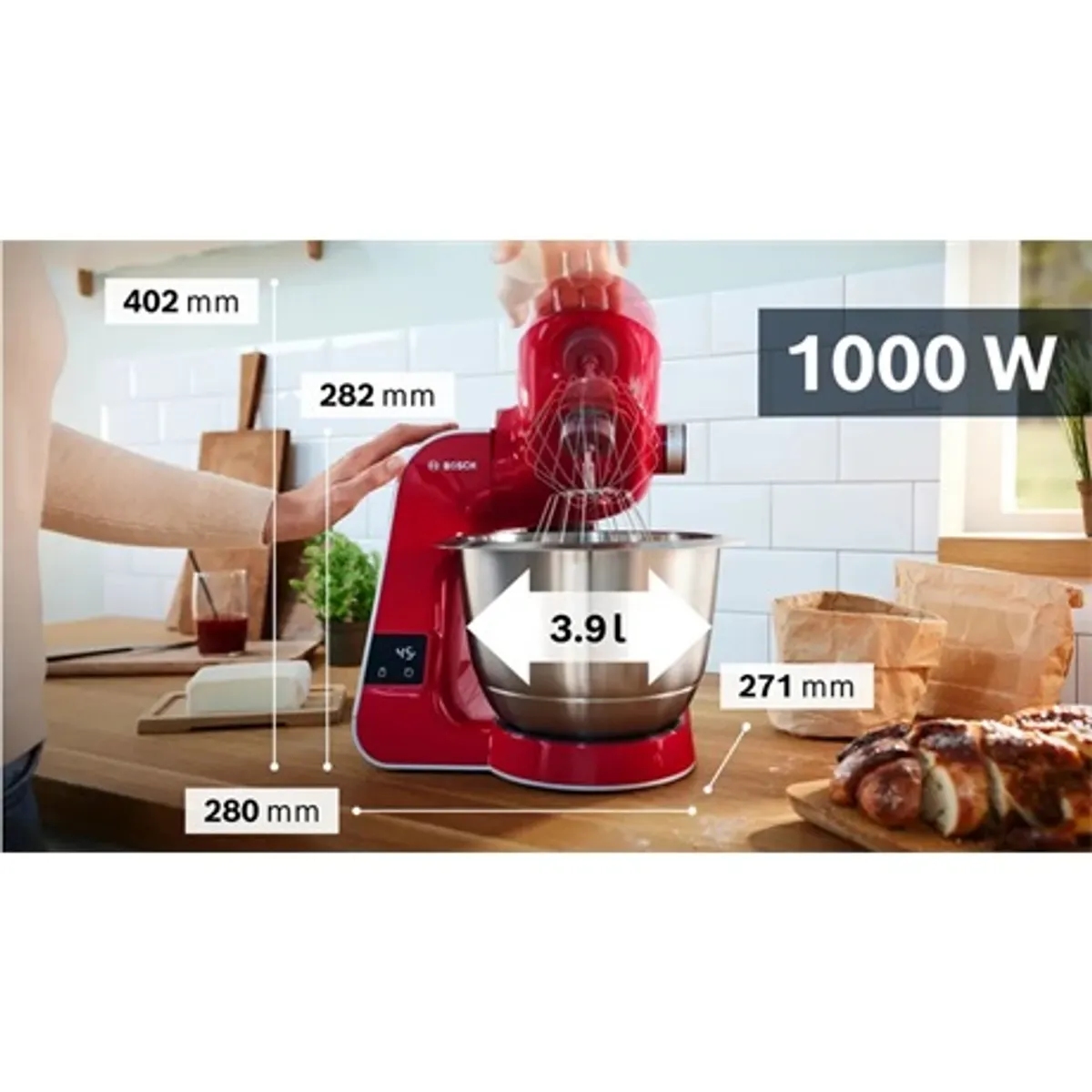 Bosch MUM5X720 MUM5 3,9 L nemesacél tál, beépített mérleg, 1000 W, 7 fokozat és pulzus, tartozéktároló #2