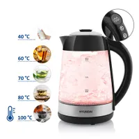 Hyundai VK780 vízforraló üveg kivitel 1,7 l, hőmérsékletszabályozó 40-100 °C, melegen tartás 120 perc, automatikus kikapcsolás, levehető szűrő #10