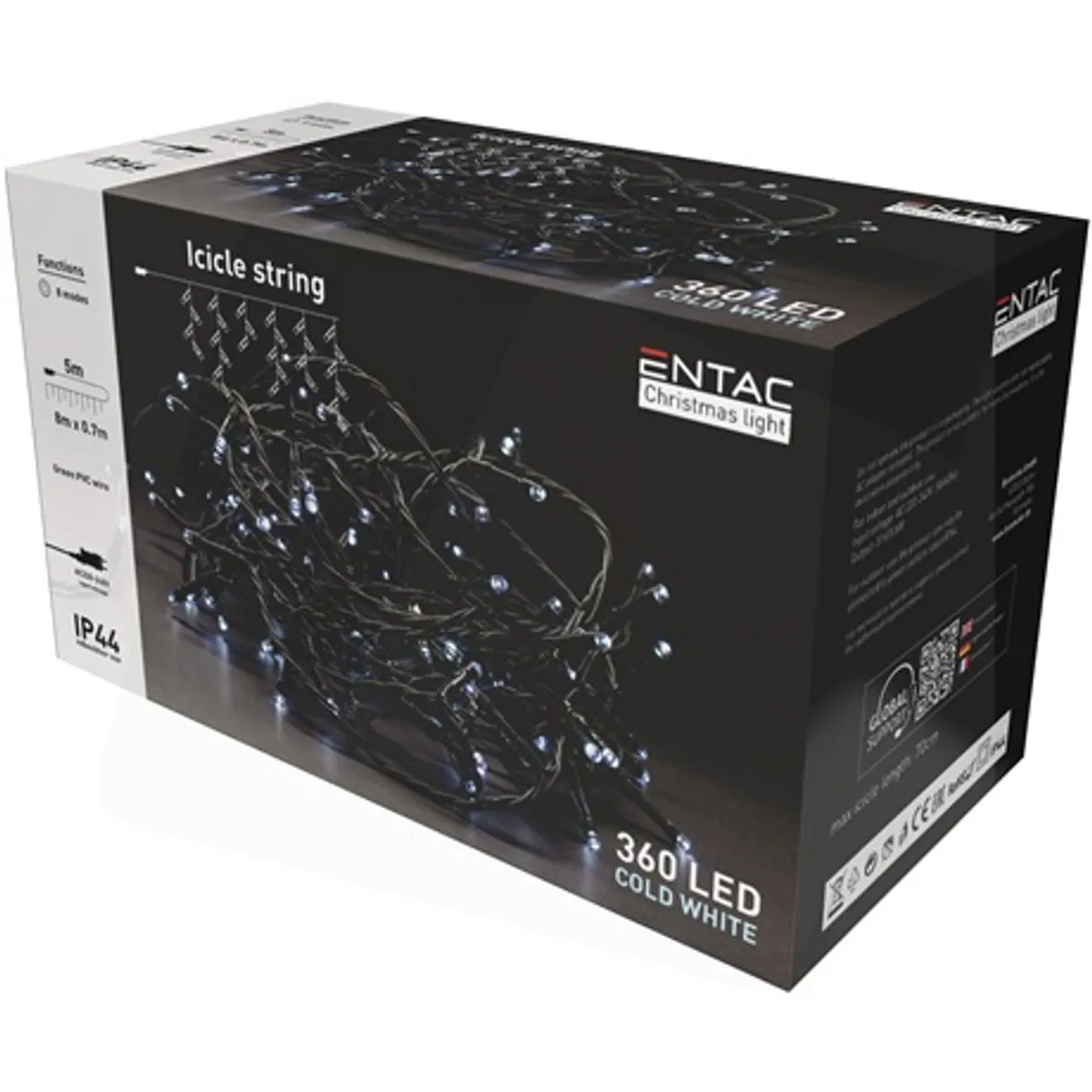 Entac ECL-I360CW Jégcsapfüzér IP44 8 m 360 LED CW 6 W #2