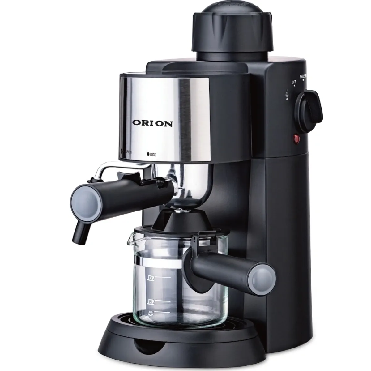 Orion OCM-2025B kávéfőző presszó 4 csésze 240 ml nagynyomású tartály szelep tejhabosító cső váltókapcsoló üvegkancsó szintjelző #1