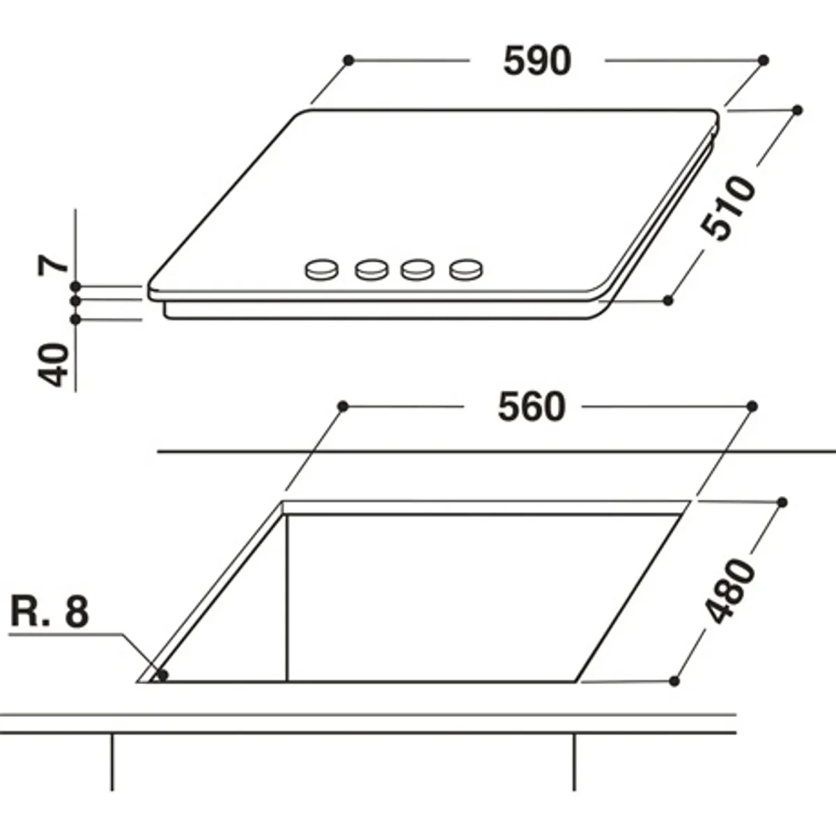 Whirlpool GMWL 628-IXL EE Beépíthető gázfőzőlap 59 cm iXelium felület W Collection dizájn 3-1 égő elől gombok II2H3 #2