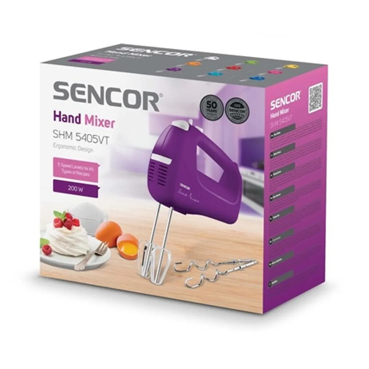 Sencor SHM 5405VT kézi mixer 200 W 5 fokozat Turbo rozsdamentes acél habverő és dagasztókarok #8