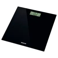 Sencor SBS2300BK digitális személymérleg fekete 150 kg 100 g Auto-On Auto-Off nagy LCD 74x28 mm 4 szenzor üvegfelület kg és lb