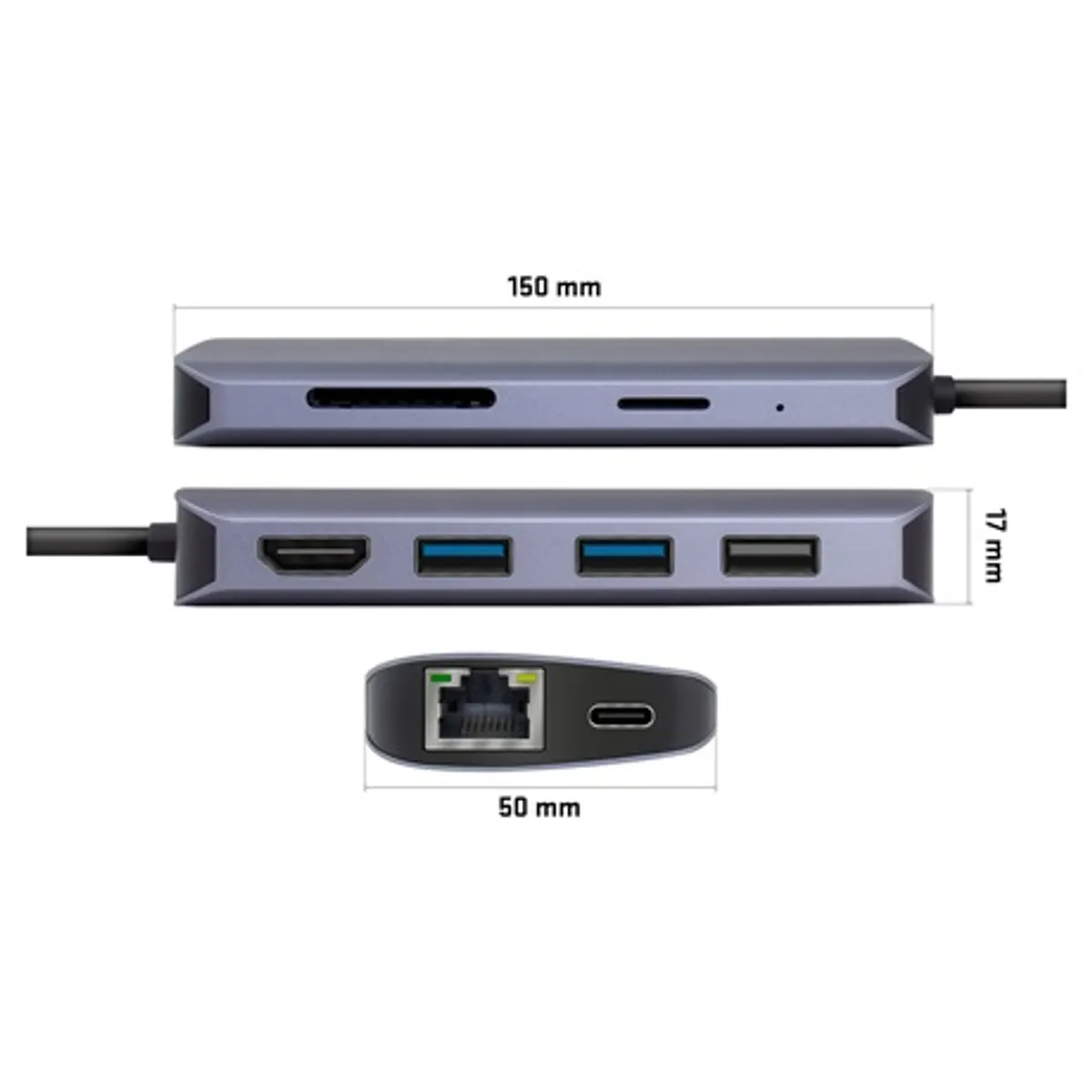 Yenkee YTC 081 USB-C hub 8 az 1-ben PD 100W HDMI 4K30 USB 3.2 Gen2 RJ-45 SD MicroSD #3