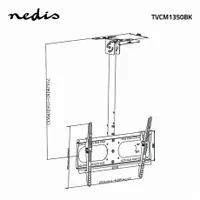 Nedis TVCM1350BK mennyezeti TV-tartókonzol 42-65" 360 fok forgatás 15 fok döntés max 45 kg VESA 100x100-600x400 #3