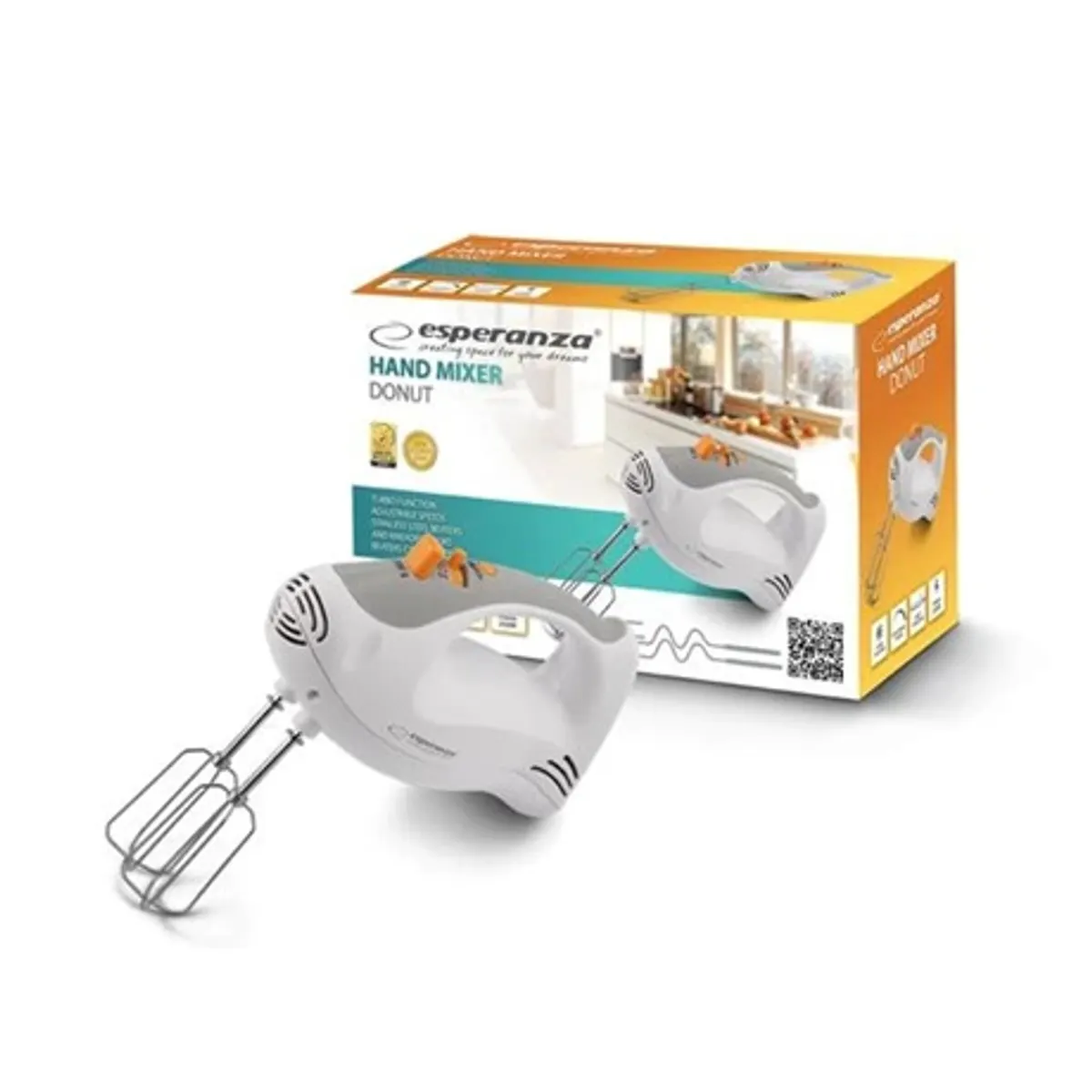 Esperanza EKM009 Donut kézimixer állítható sebesség eject funkció turbo 250 W 2 rozsdamentes acél keverő 2 habverő #2