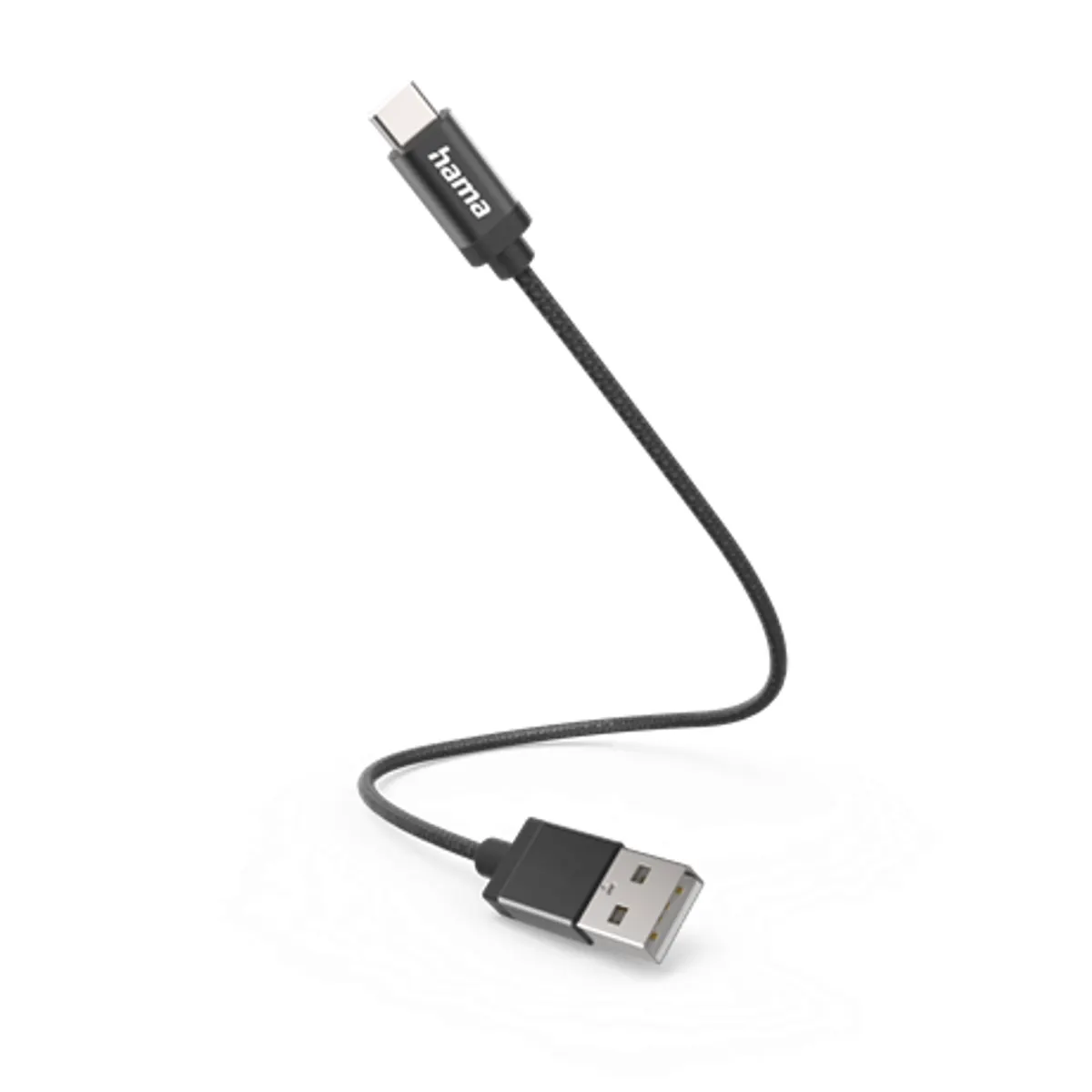 Hama 00201600 adatkábel USB-C USB-A USB 2.0 0,2 m fekete nylon #1