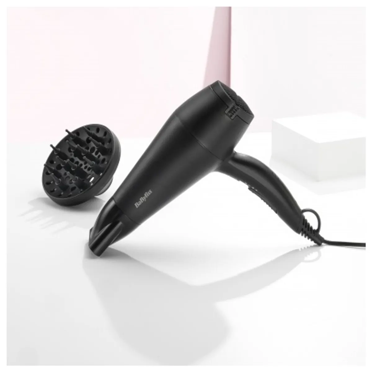 BaByliss D215DE hajszárító 2200W kerámia DC motor 2 fokozat hideglevegő 1,8m kábel diffúzor 13cm szűkítő 18x75mm #4