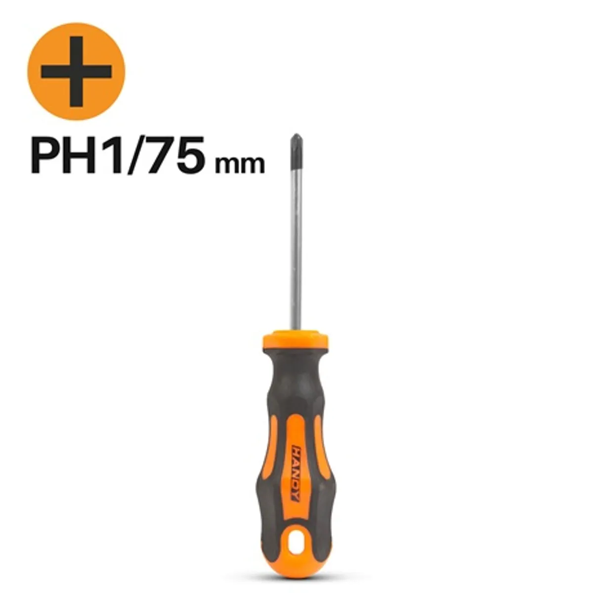 Handy 10523 csavarhúzó PH1 75 mm króm-vanádium szár akasztóval csúszásmentes fogantyú #1