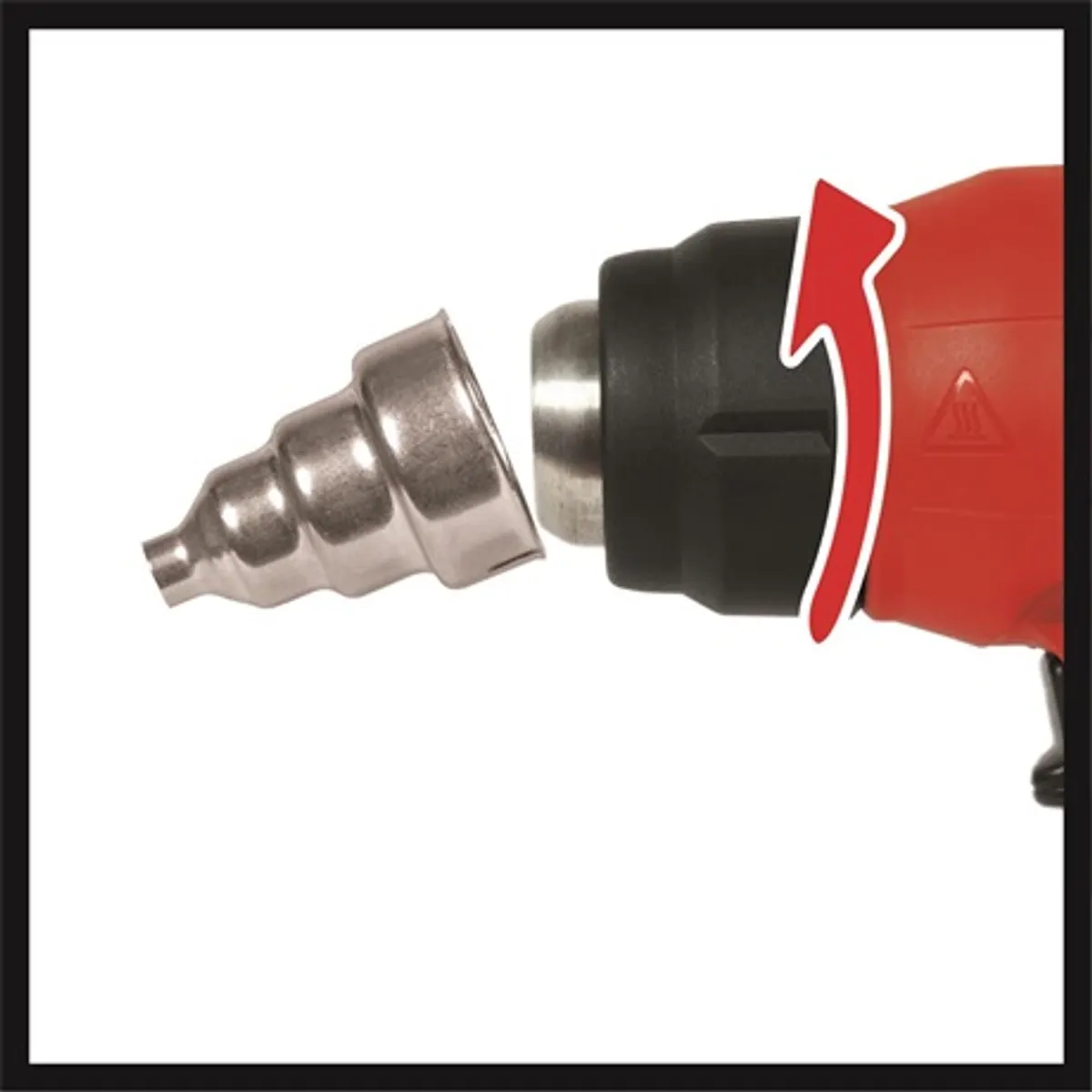 Einhell TE-HA 18 LI - SOLO Akkus hőlégfúvó 2 fokozat LED kijelző túlmelegedés védelem fúvóka-ledobó kihajtható fémkampó Softgrip #4