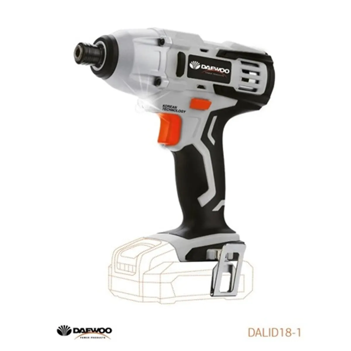 Daewoo DALID18-1 ütvecsavarozó 18V 0-2200 rpm 0-3000 bpm 150 Nm 0.25" hex állítható sebesség elektromos fék led lámpa #1