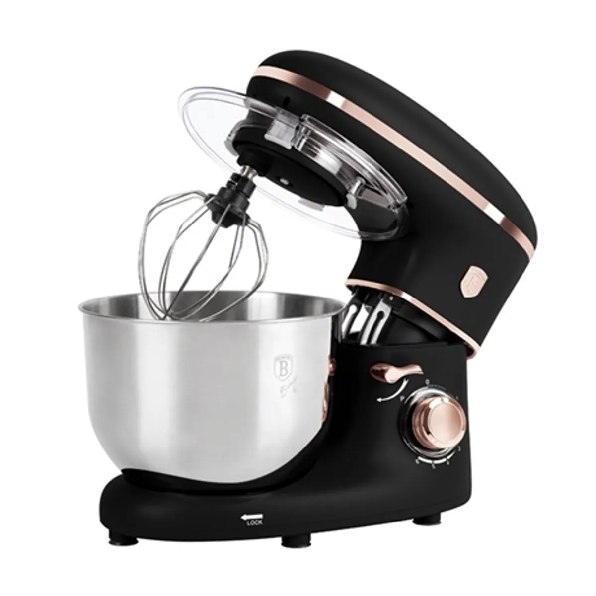 Berlinger Haus BH/9651 robotgép 1300W 6L rozsdamentes acél keverőtál matt fekete-rose gold #1