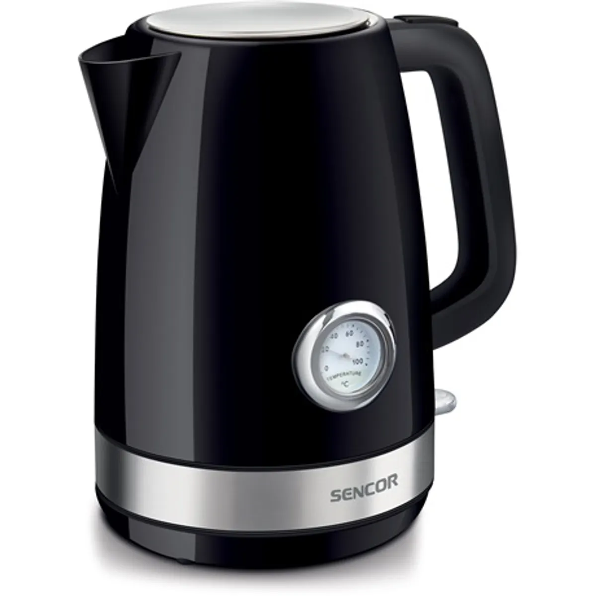 Sencor SWK1798BK vízforraló 1,7 l 2150 W beépített hőmérő rozsdamentes acél fűtőlap rejtett spirál vízszint kijelző működésjelző fedélzár #6