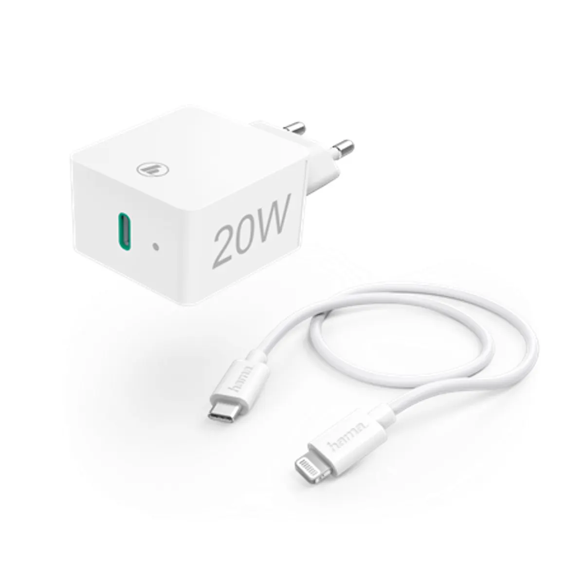 Hama 00201620 gyorstöltő USB-C Lightning kábel 1 m fehér 20W PD #1