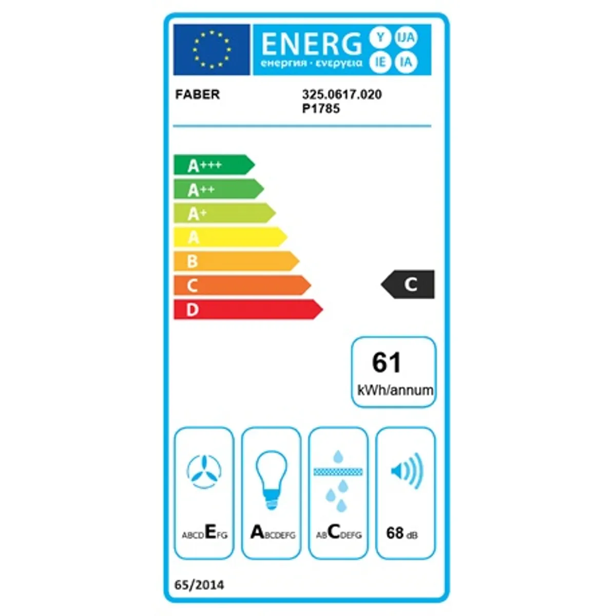Faber RAY SRM LED X/V NS A60 Páraelszívó 600 mm, 3 fokozat, 220-420 m3/h, energiaosztály C, elektronikus vezérlés, LED 2x, fém kazettás szűrő #2