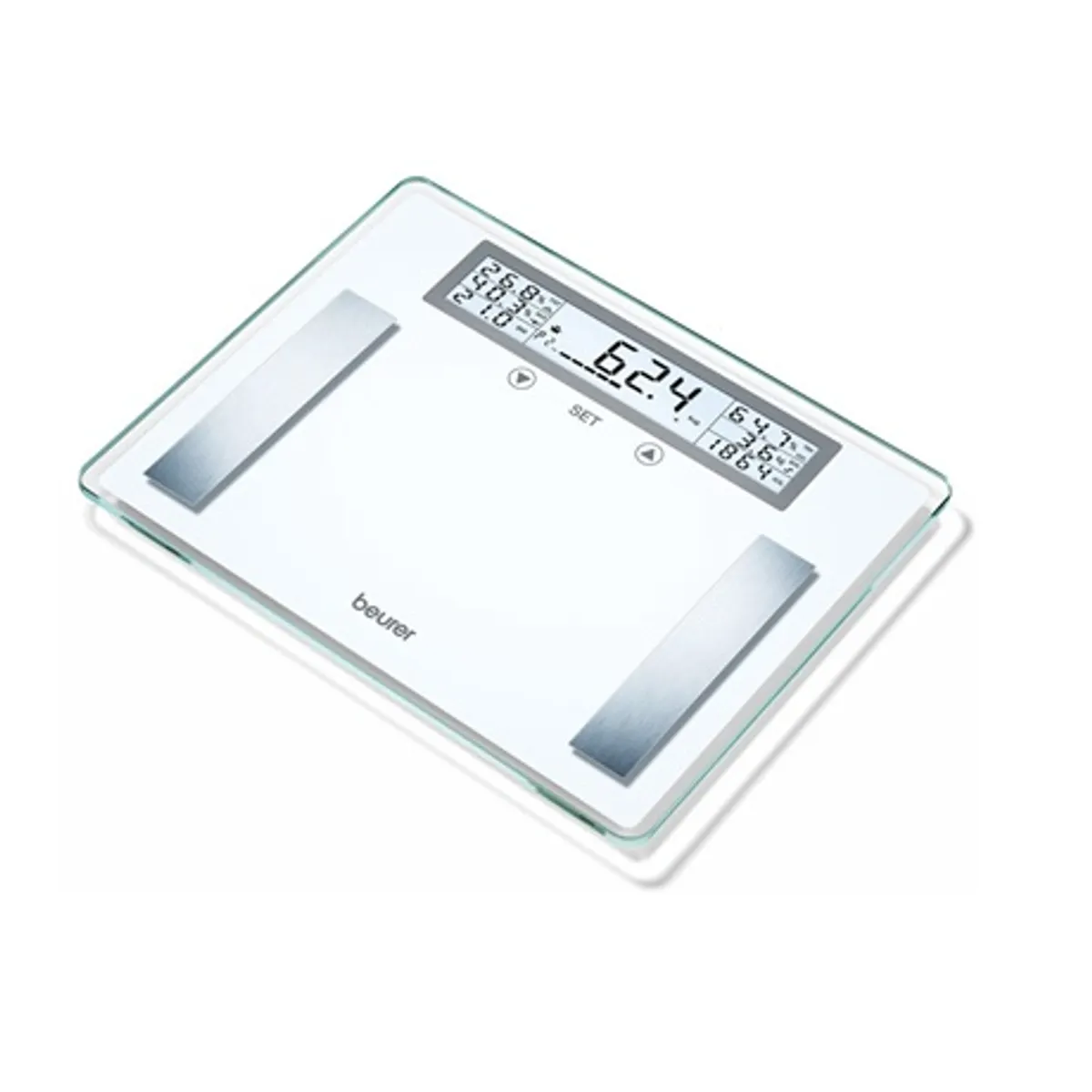 Beurer BG 51 XXL Mérleg személy 200 kg 39x30 cm 10 memóriahely testzsír testvíz izomarány csonttömeg BMI AMR kalória kijelzés #1