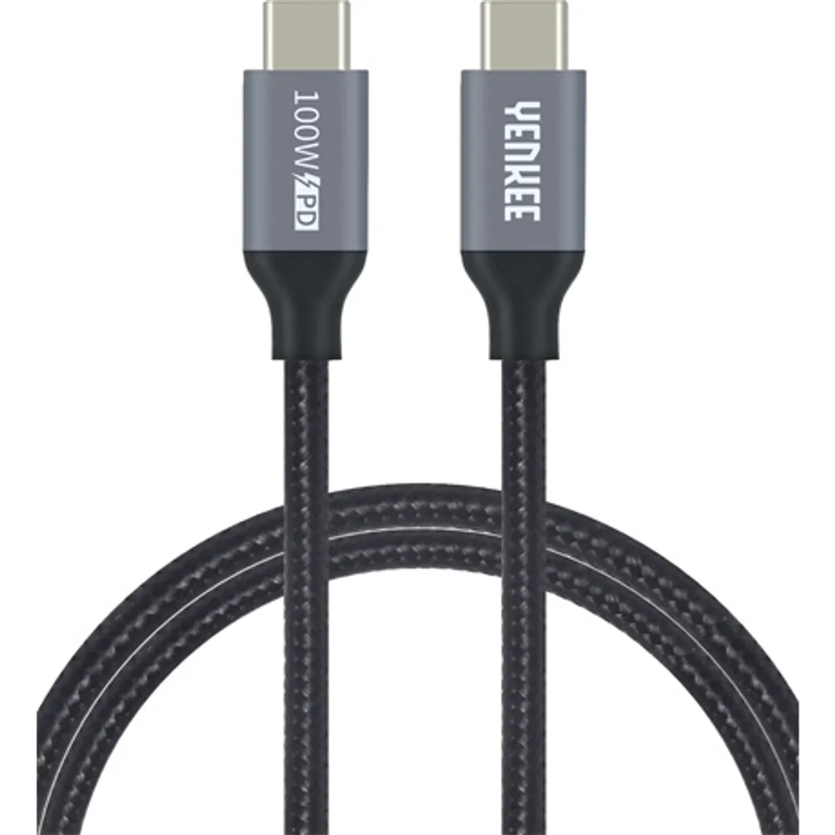 Yenkee YCU 323 BK USB-C 3.1 Gen 2 töltőkábel 1,5 m nylon fonat alumínium ház kétoldalú USB-C 10 Gbps 100 W #1