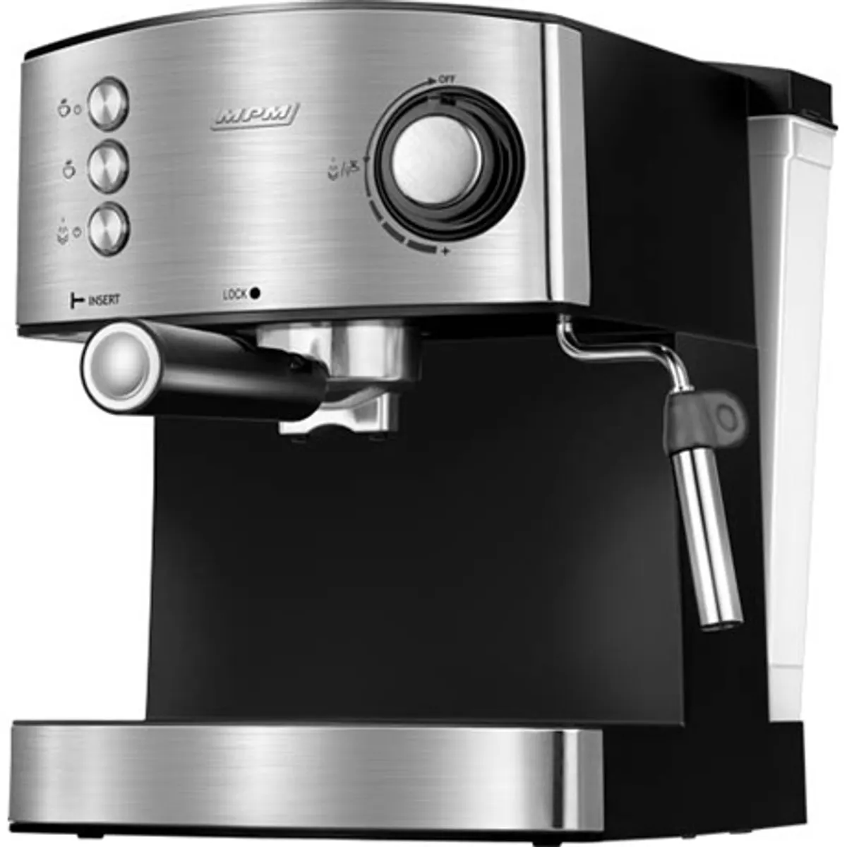 MPM MKW-06M espresso kávéfőző 20 bar nyomás 1,7 l víztartály tejhabosító 1-2 csészéhez való szűrő csészemelegítő eltávolítható csepptálca jelzőfények #1