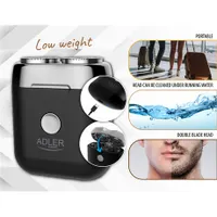 Adler AD2936 úti borotva dupla pengés, vezeték nélküli, usb-c töltés, rozsdamentes pengék, 35+ perc működés, víz alatt tisztítható fej #5