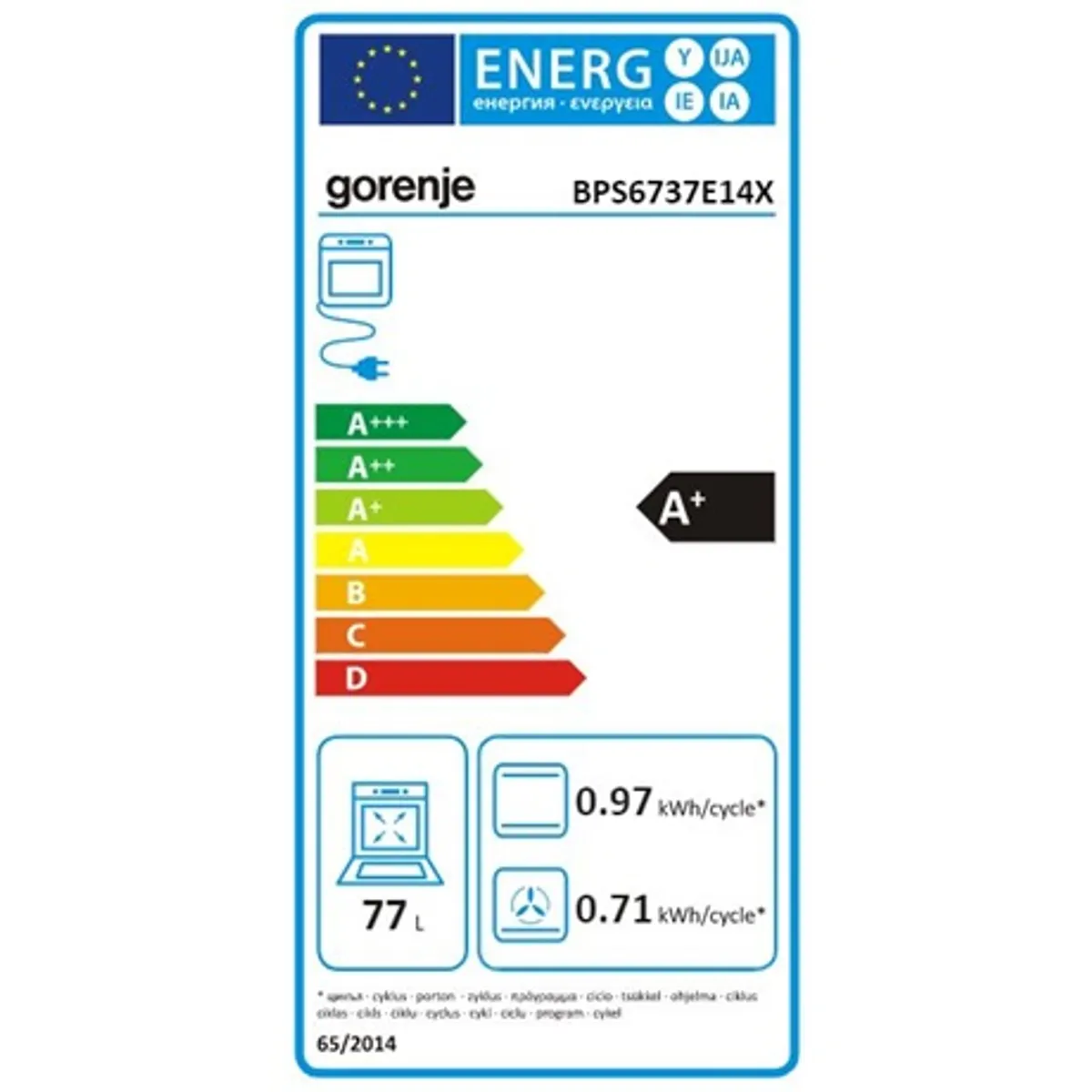 Gorenje BPS6737E14X Beépíthető sütő rozsdamentes acél 77 l A+ max 300 °C HomeMade Plus pirolitikus tisztítás EcoClean zománc #9