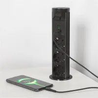 Delight 20453B motoros rejtett elosztó fém ház 3 aljzat USB-A USB-C #3