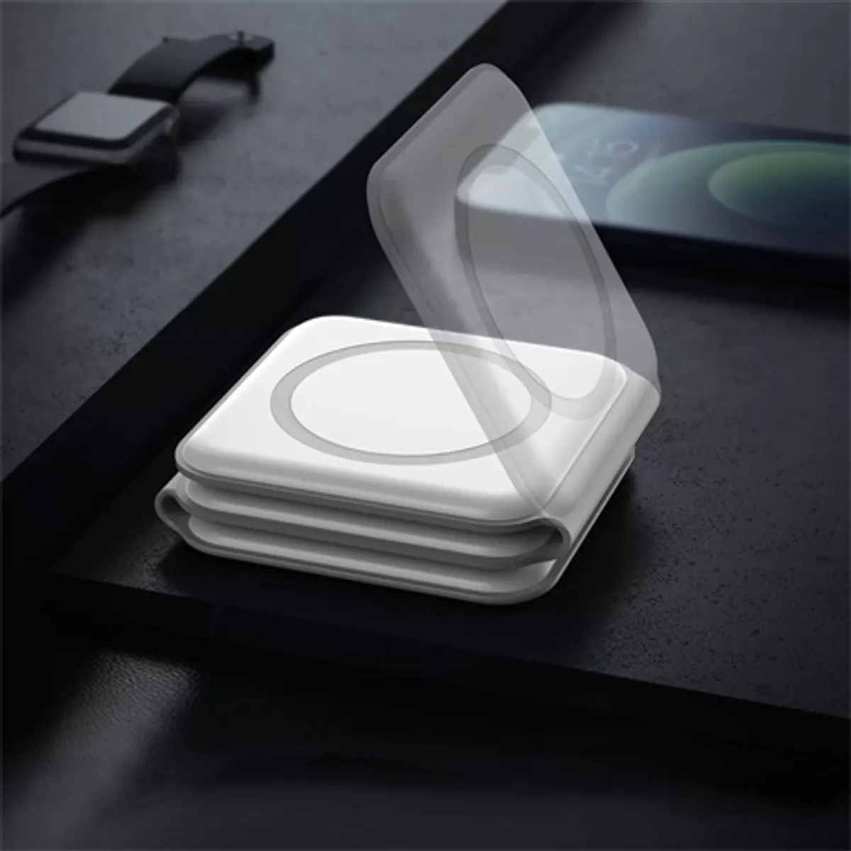 Bewello BW2063 vezeték nélküli töltőállomás 3 az 1-ben Apple Watch iPhone AirPods kompatibilis #5