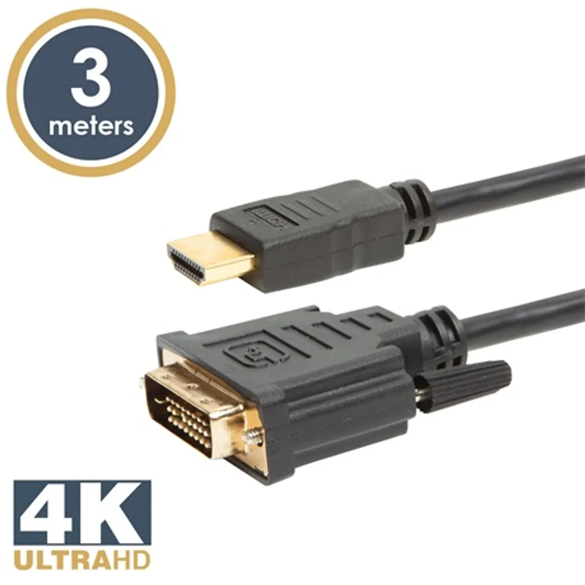 Nexus 20381 HDMI-DVI kábel 3m aranyozott 24K, dupla árnyékolás, 24+1, 30AWG, max 4K, 340MHz, 18Gbps, HDCP, CEC, ROHS #1