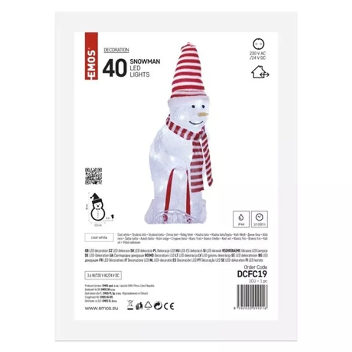 Emos DCFC19 hóember sállal és sapkával kültéri és beltéri hideg fehér 40 led 23,5x17x46 cm ip44 3,6 w 230 v ac 5 m #3