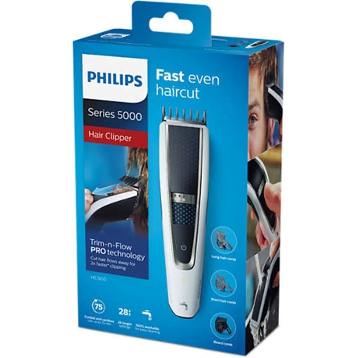 Philips HC5610/15 Series 5000 hajvágó 28 hosszbeállítás 0,5-28 mm DualCut 75 perc vezeték nélküli 100 százalékban mosható rozsdamentes pengék #3