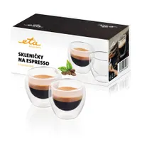 Eta 418193000 eszpresszó pohár 2db 80 ml duplafalú boroszilikát üveg mosogatógépben mosható #2
