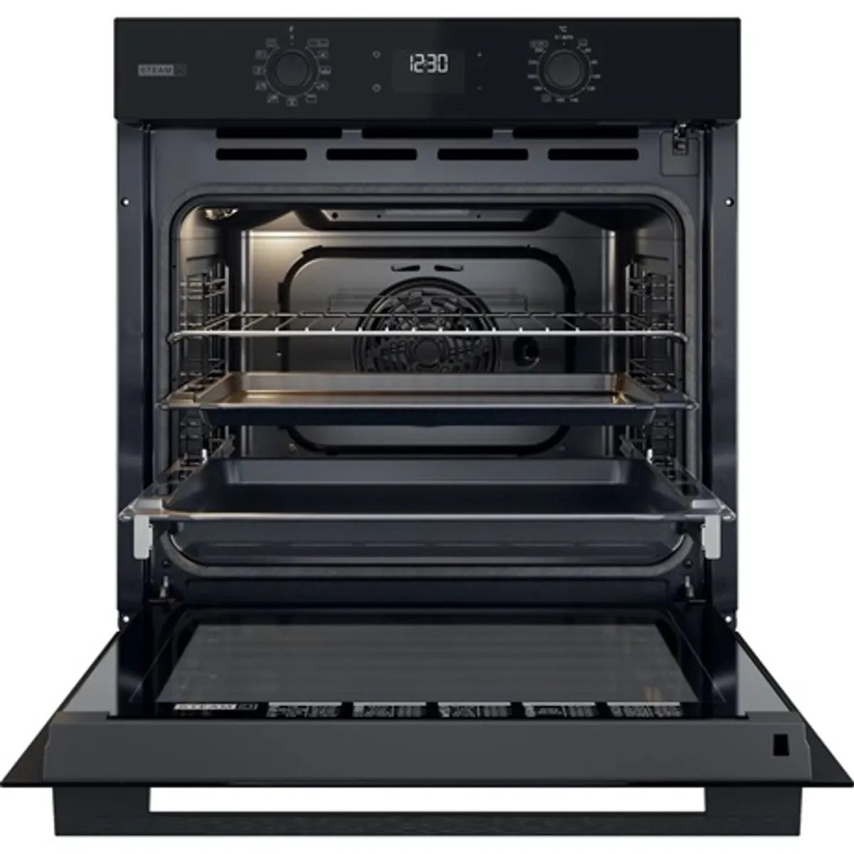 Whirlpool OMSK58RU1SB beépíthető sütő gőz funkcióval, 71 L, digitális kijelző, süllyeszthető kezelőgombok, sütősín #2