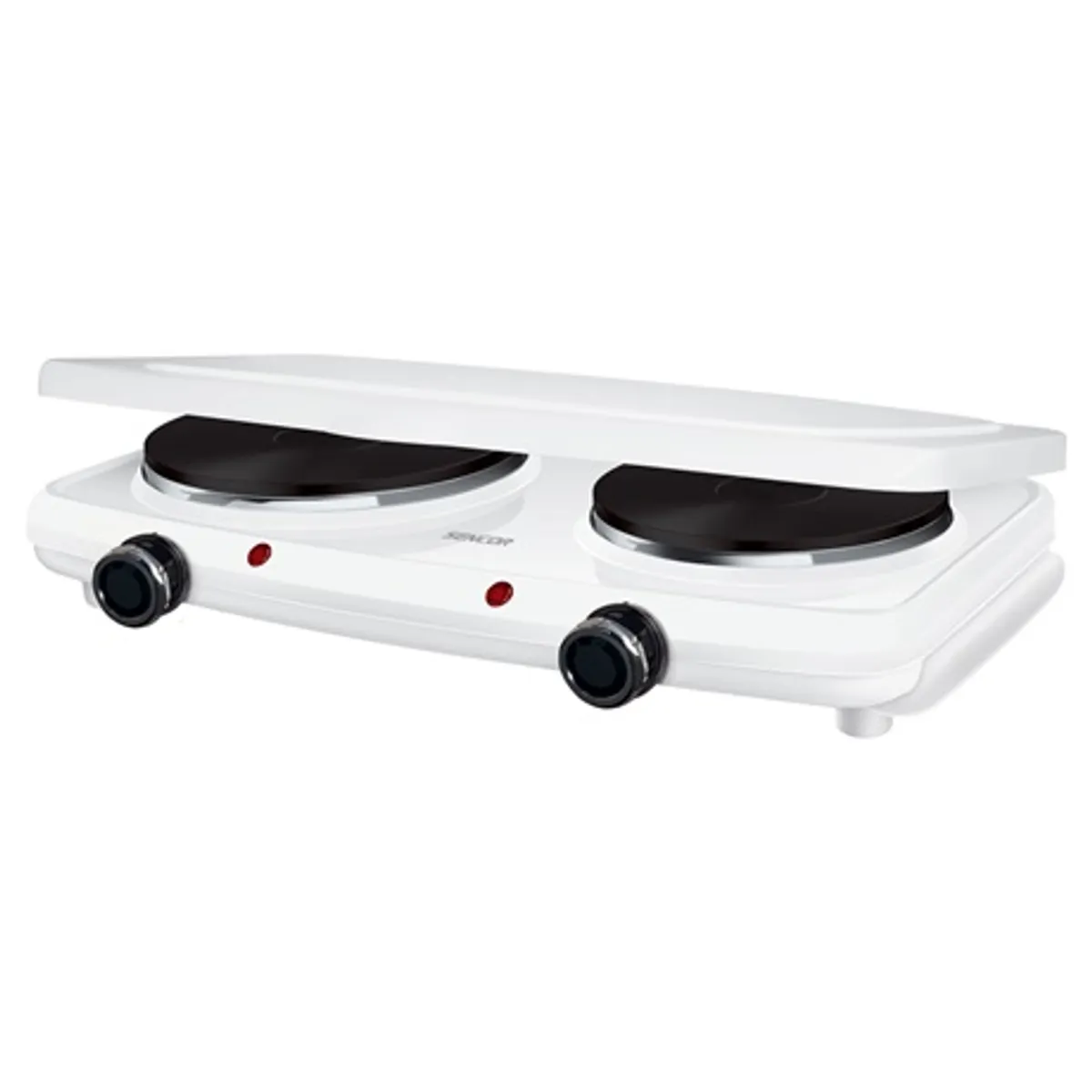 Sencor SCP 2271WH-EUE4 dupla elektromos főzőlap 2 főzőzónás 18 cm és 15 cm 2500 W LED jelzőfény fedél #1