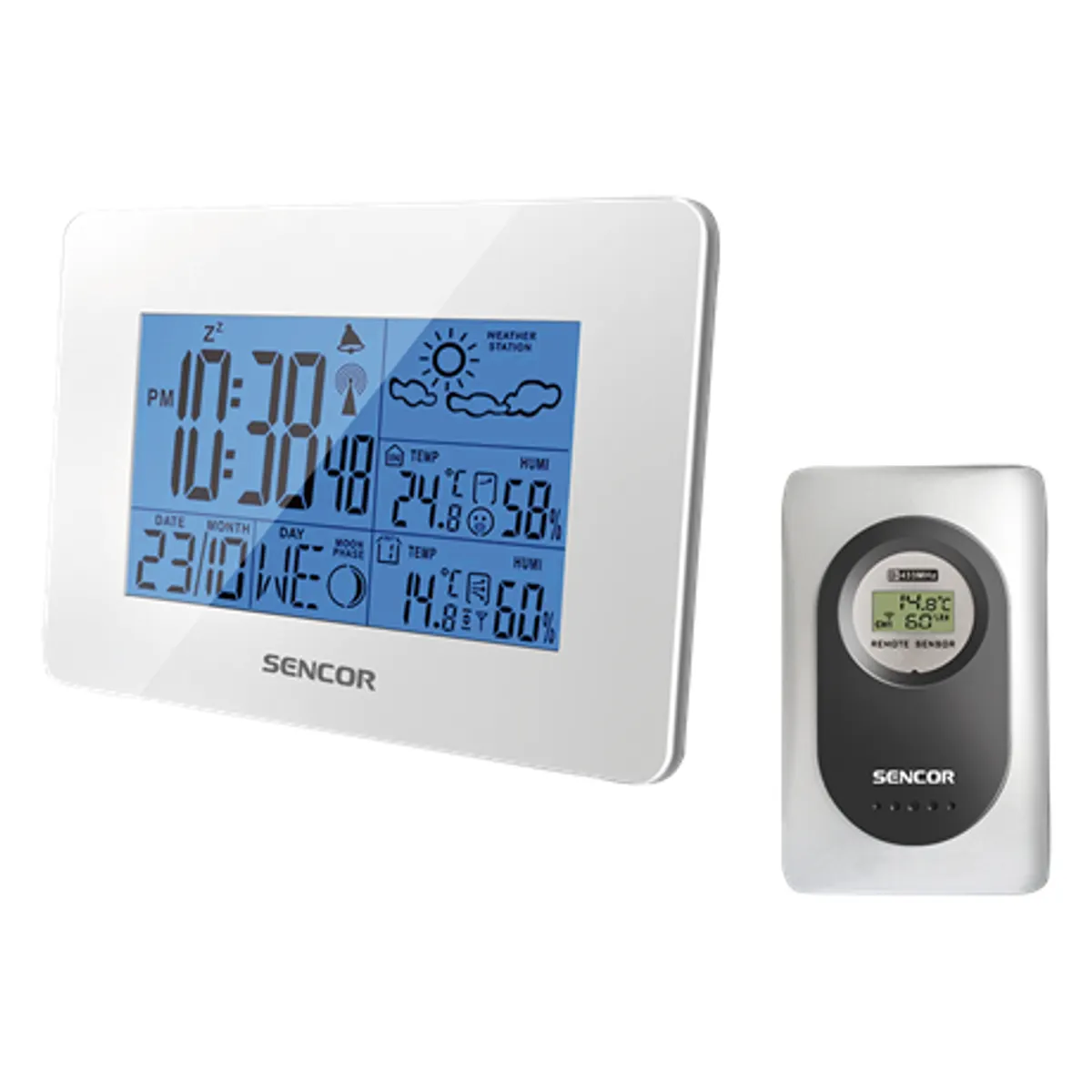 Sencor SWS51W időjárás állomás 3x vezeték nélküli érzékelő belső hőmérséklet 0-50C külső hőmérséklet -20-60C kék háttérvilágítás #1