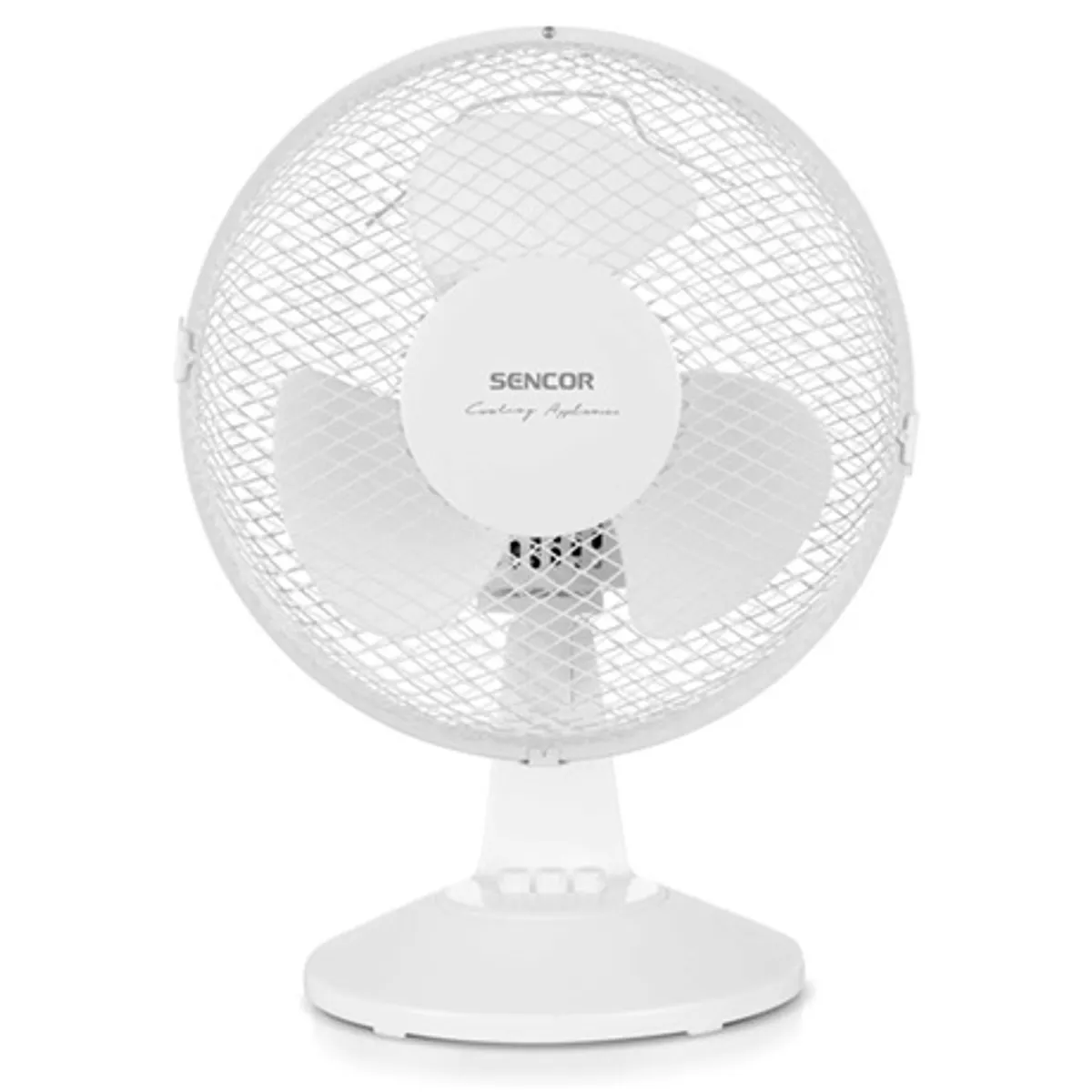 Sencor SFE2310WH asztali ventilátor 23 cm lapátkerék, 2 fokozat, 90 fokos oszcilláció, fém védőháló, csúszásgátló lábak #1