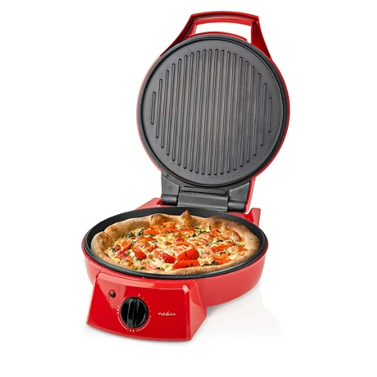Nedis FCPM100FRD pizza- és grillsütő 30 cm 1800 W állítható hőmérséklet 230 °C 180°-os nyitható asztali grill funkció #5